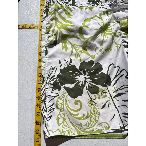 Breakwater Mens Size Large Hawaiian Swim Trunks‎ Green White Floral Beach Board - Picture 4 of 10